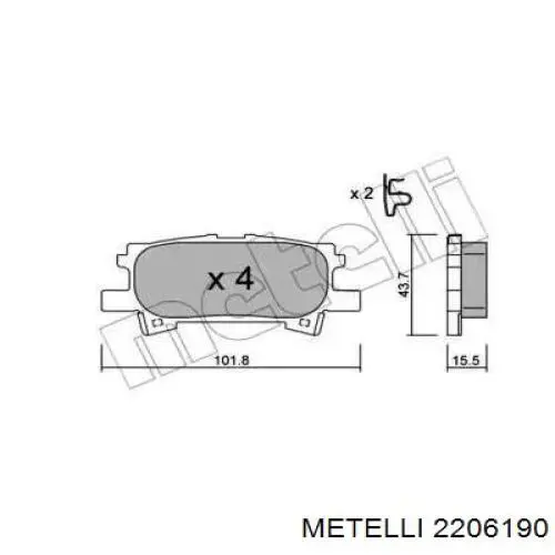 Задние тормозные колодки 2206190 Metelli