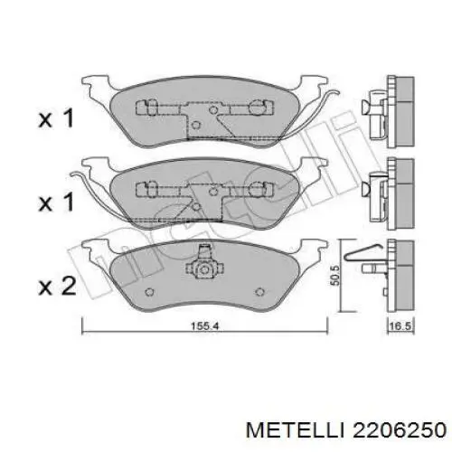 Задние тормозные колодки 2206250 Metelli