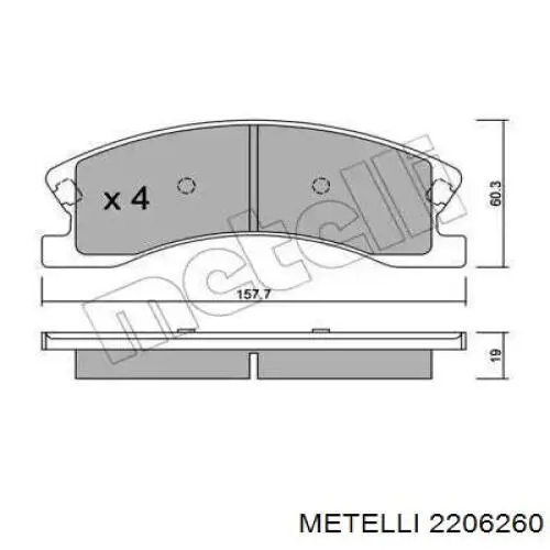 Передние тормозные колодки 2206260 Metelli