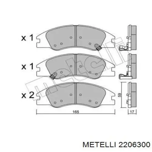 Передние тормозные колодки 2206300 Metelli