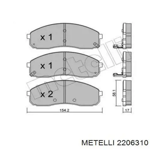 Передние тормозные колодки 2206310 Metelli