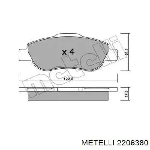 Передние тормозные колодки 2206380 Metelli