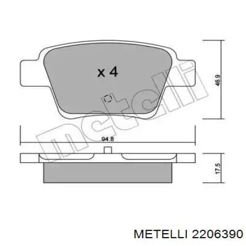 Колодки тормозные задние дисковые METELLI 2206390