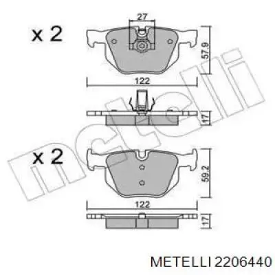 Задние тормозные колодки 2206440 Metelli