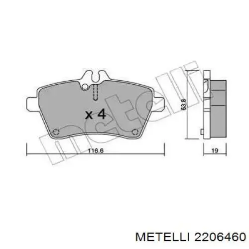 Передние тормозные колодки 2206460 Metelli