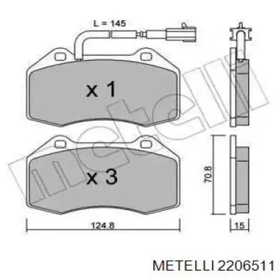 Передние тормозные колодки 2206511 Metelli