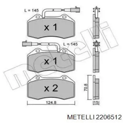 Передние тормозные колодки 2206512 Metelli