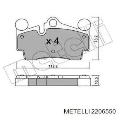 Задние тормозные колодки 2206550 Metelli