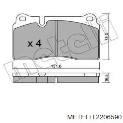 Передние тормозные колодки 2206590 Metelli