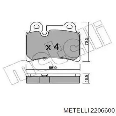 Задние тормозные колодки 2206600 Metelli