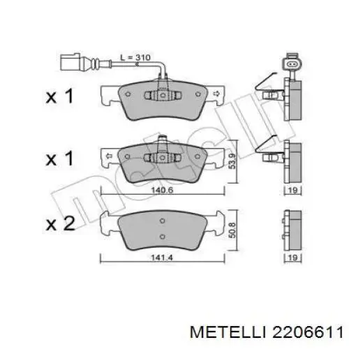 22-0661-1 Metelli задние тормозные колодки