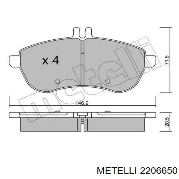 Передние тормозные колодки 2206650 Metelli