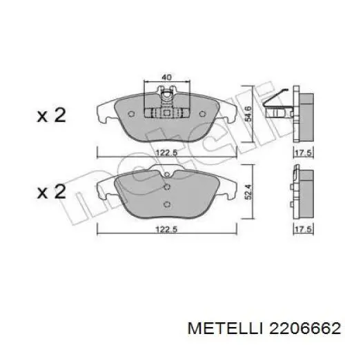 22-0666-2 Metelli колодки тормозные задние дисковые