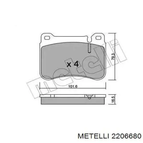 Передние тормозные колодки 2206680 Metelli