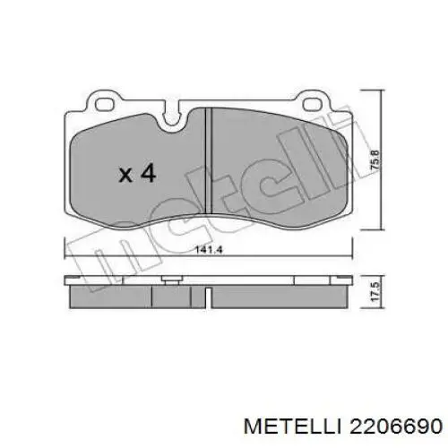 Передние тормозные колодки 2206690 Metelli