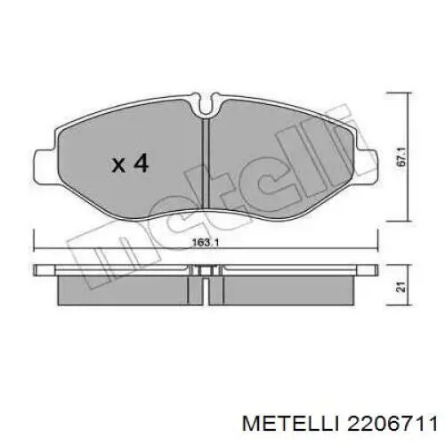 Передние тормозные колодки 2206711 Metelli