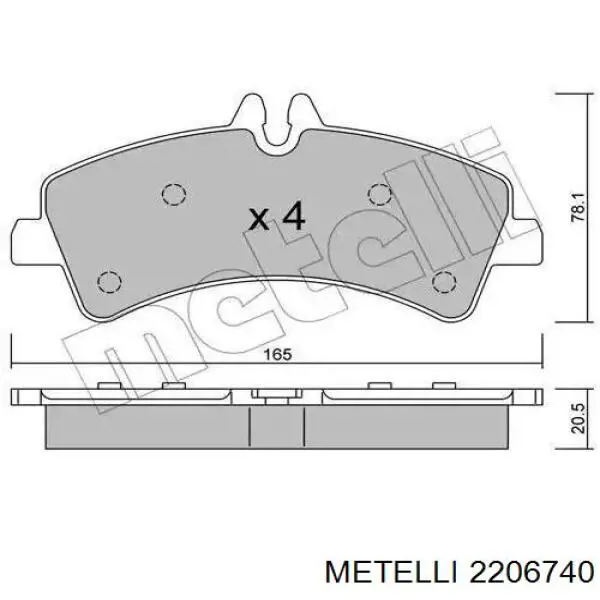 22-0674-0 Metelli колодки тормозные задние дисковые