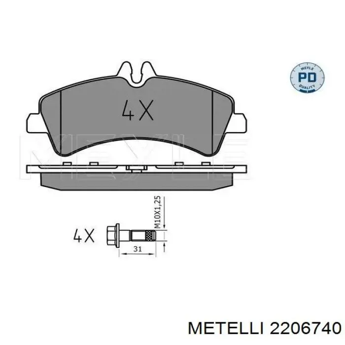 Колодки дисковые  Metelli 2206740 цена, от 31.33 USD
