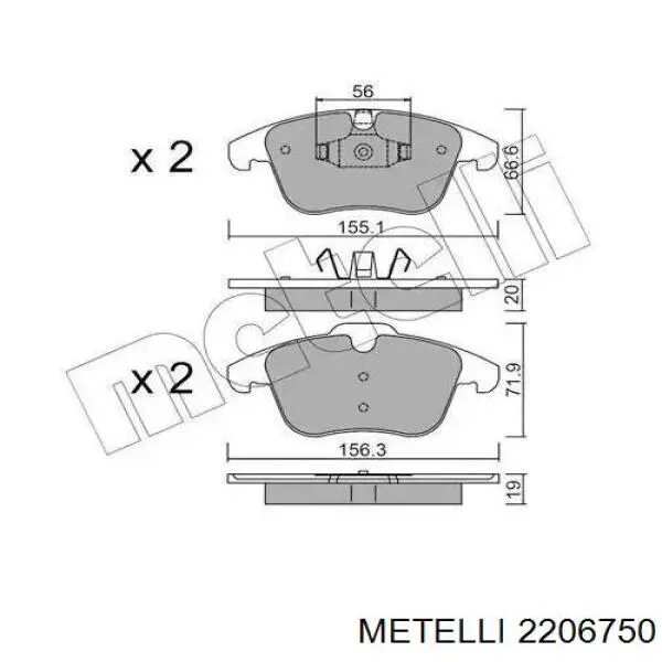 22-0675-0 Metelli колодки тормозные передние дисковые