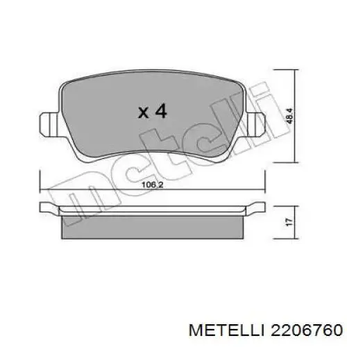 22-0676-0 Metelli колодки тормозные задние дисковые
