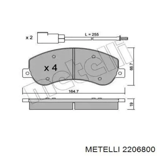 Передние тормозные колодки 2206800 Metelli