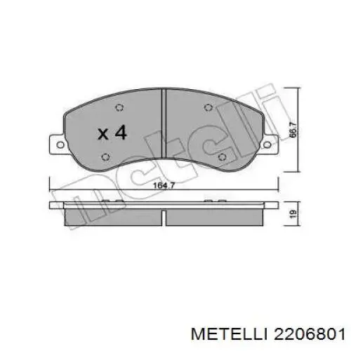 Передние тормозные колодки 2206801 Metelli