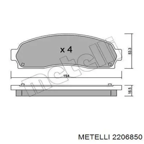 Передние тормозные колодки 2206850 Metelli