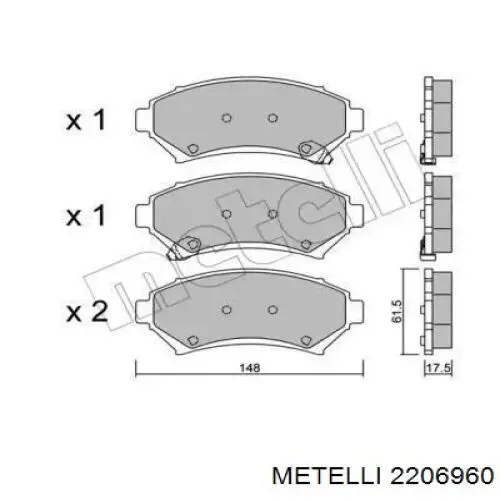22-0696-0 Metelli передние тормозные колодки