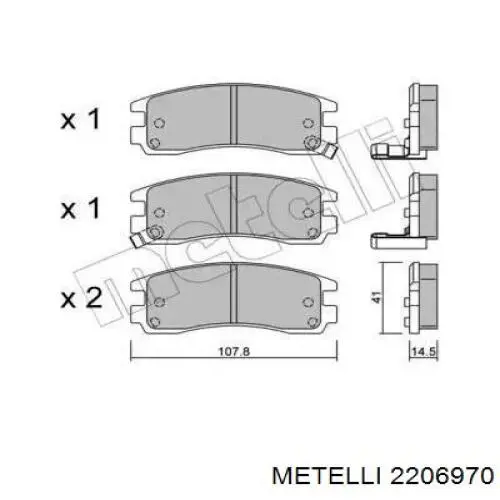 Задние тормозные колодки 2206970 Metelli