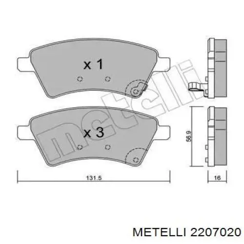 22-0702-0 Metelli передние тормозные колодки