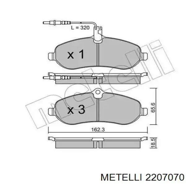 Передние тормозные колодки 2207070 Metelli