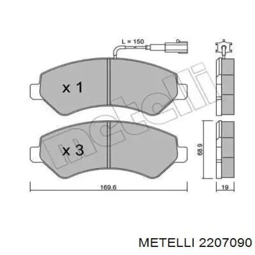 Передние тормозные колодки 2207090 Metelli