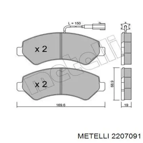 Передние тормозные колодки 2207091 Metelli