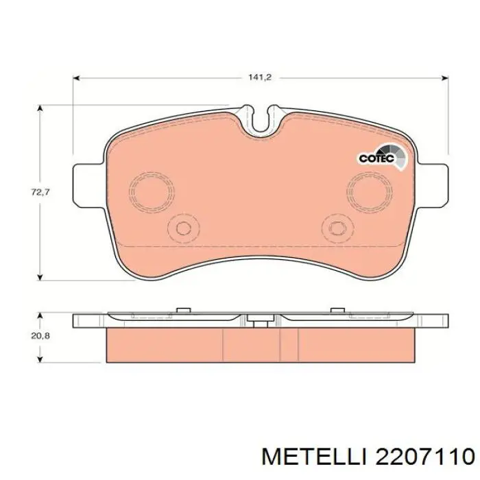 Купить 2207110 Metelli Колодки тормозные задние, дисковые