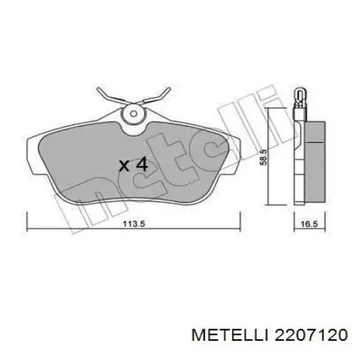 Задние тормозные колодки 2207120 Metelli