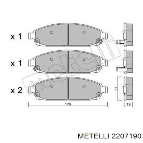 Передние тормозные колодки 2207190 Metelli