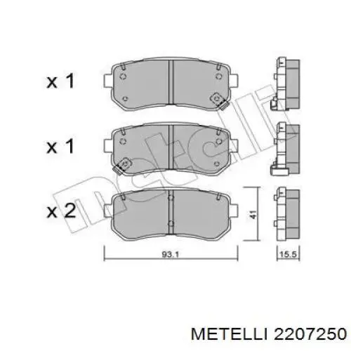 Задние тормозные колодки 2207250 Metelli