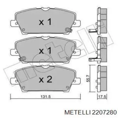 Передние тормозные колодки 2207280 Metelli