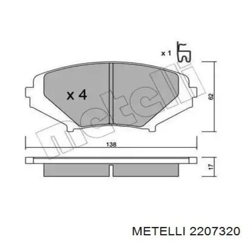 Передние тормозные колодки 2207320 Metelli