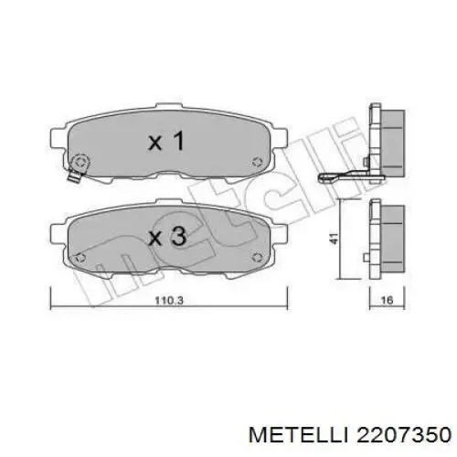 Задние тормозные колодки 2207350 Metelli