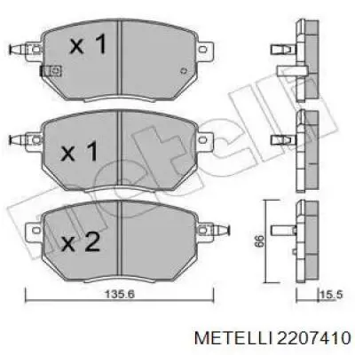 Передние тормозные колодки 2207410 Metelli