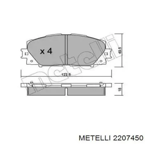 Передние тормозные колодки 2207450 Metelli