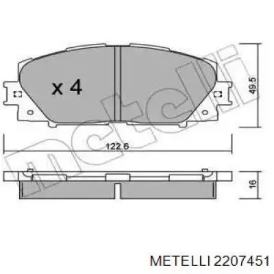 Передние тормозные колодки 2207451 Metelli