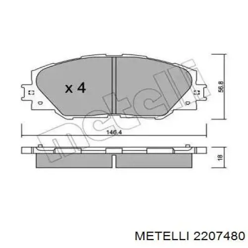 22-0748-0 Metelli колодки тормозные передние дисковые