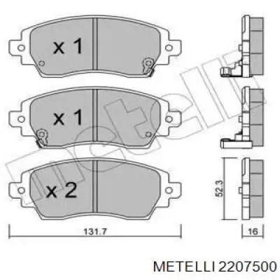 Передние тормозные колодки 2207500 Metelli