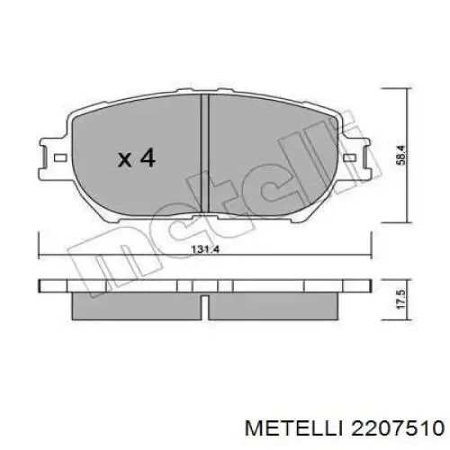 Передние тормозные колодки 2207510 Metelli