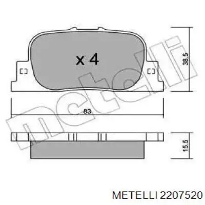 Задние тормозные колодки 2207520 Metelli