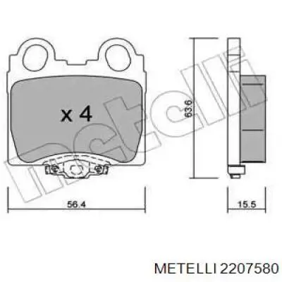 Задние тормозные колодки 2207580 Metelli