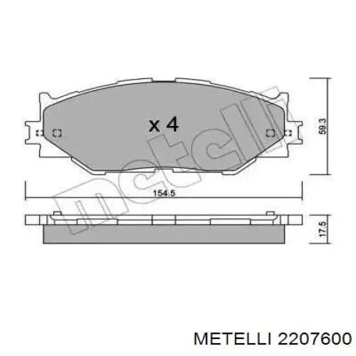 Передние тормозные колодки 2207600 Metelli