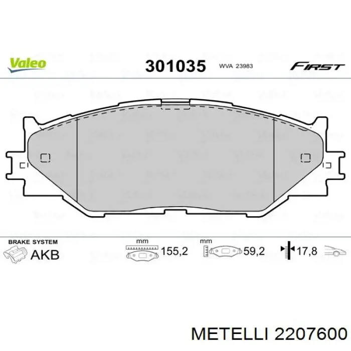 Купить 2207600 Metelli Колодки тормозные